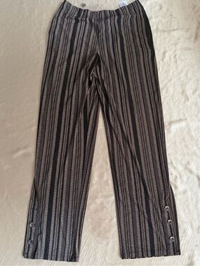 Susan Graver Printed Liquid Knit Pants in Black/Grey size XS